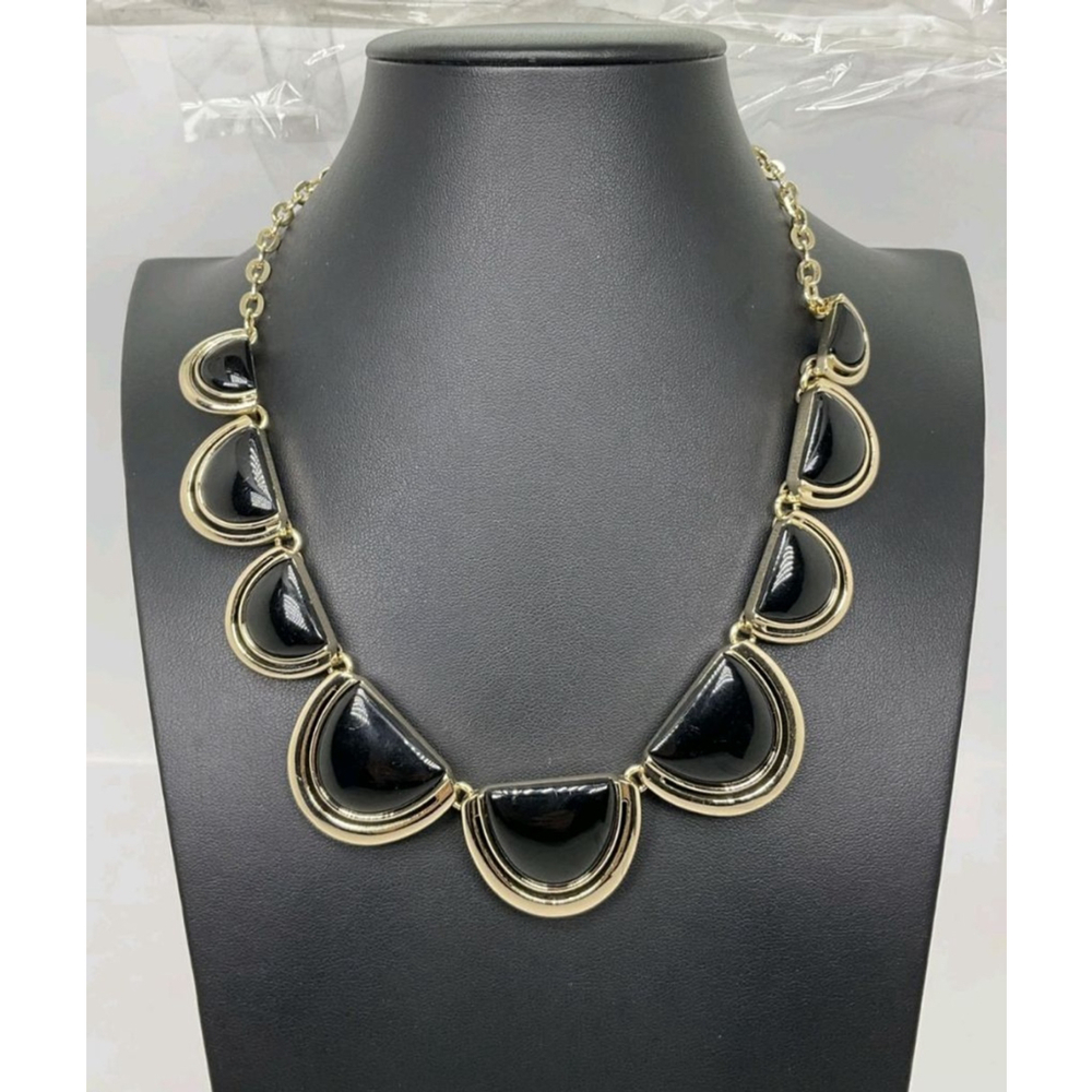 Talbots Gold & Black Scalloped Necklace 17"-20"
